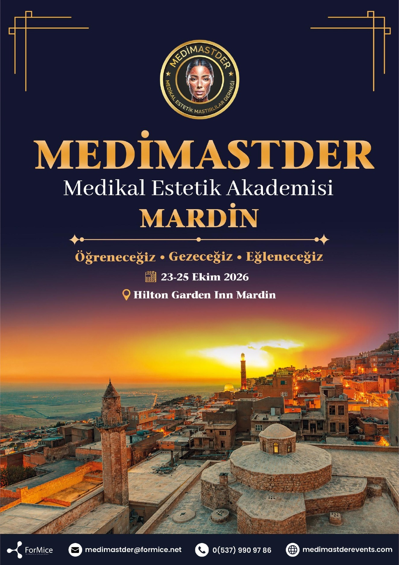 MEDİMASTDER Medikal Estetik Akademisi Mardin afişi — 23-25 Ekim 2026, Hilton Garden Inn Mardin